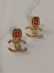 Серьги CHANEL красный камень