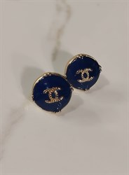 Серьги CHANEL синяя эмаль